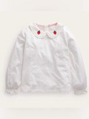 MINI BODEN Strawberry Collar Top- 5-6Y